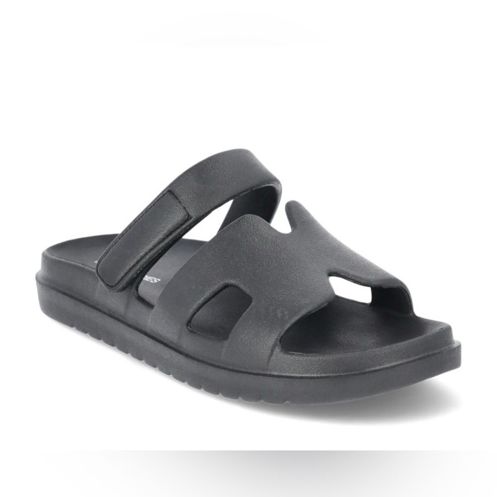 No Boundaries Women's Geo Slide Sandals Black EVA Molded Footbed Comfort size 10
